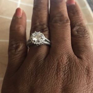 Woman’s cubic zirconia engagement ring
